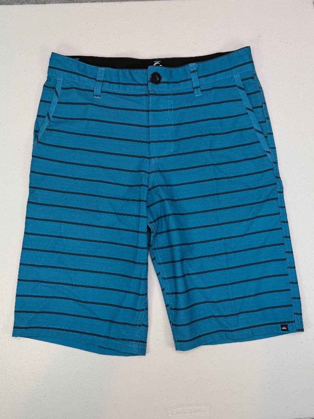 Quiksilver Boys 14 Blue Stripe Hybrid Swim Walk Shorts